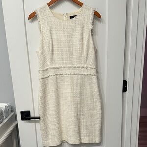 J. Crew Tweed Textured White Ivory Cream Shift Work Office Suiting Dress - 12P